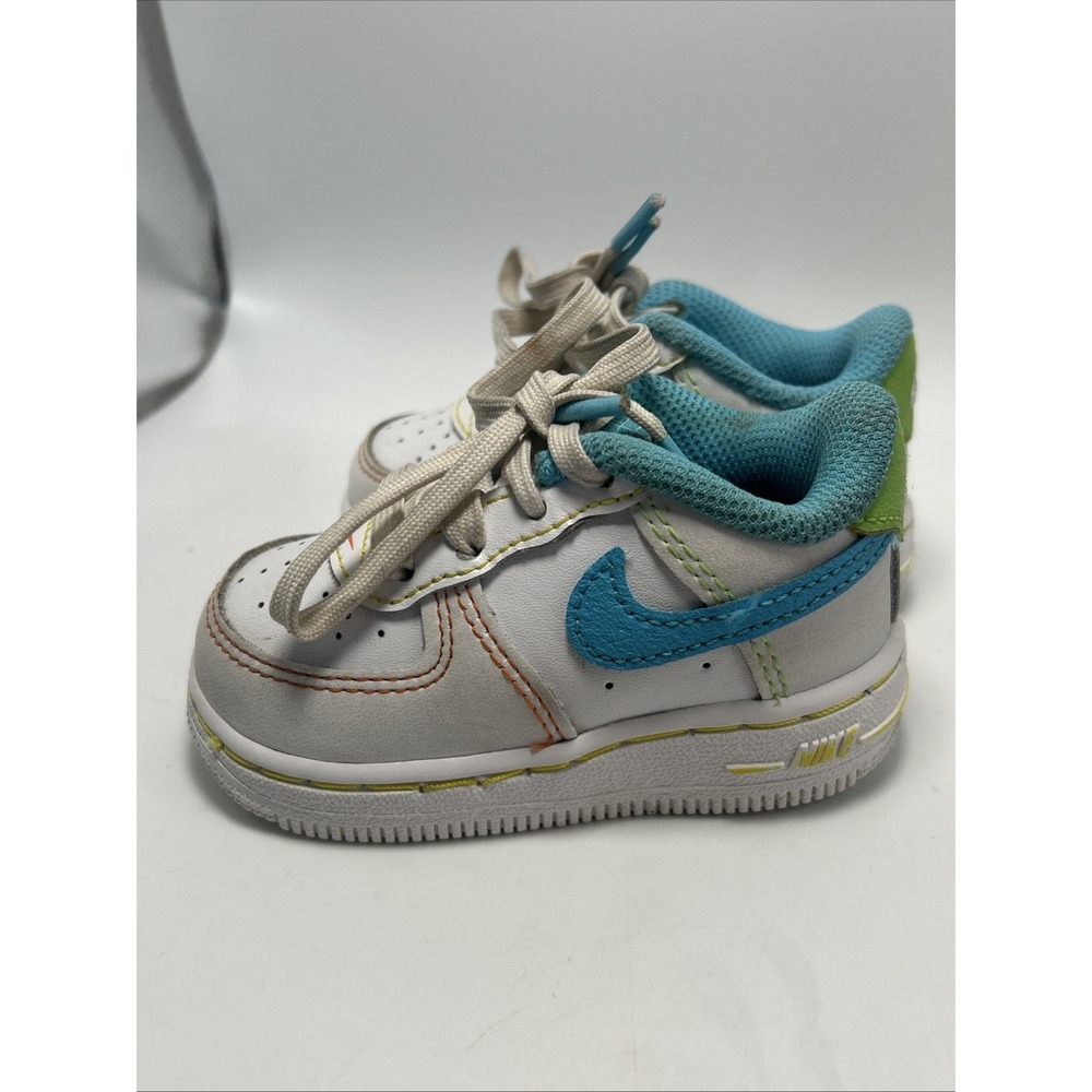Toddler's Nike Force 1 Size 4C White/Baltic Blue-Action Green